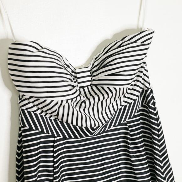 Modcloth Minuet NWT Strapless Black White Striped Mini Dress Large - Picture 2 of 8